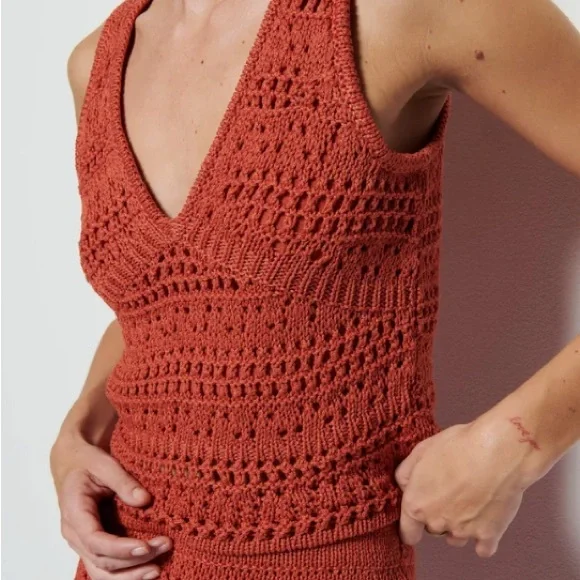 Nation LTD Adriana crochet tank in ginger Like New - Picture 2 of 4
